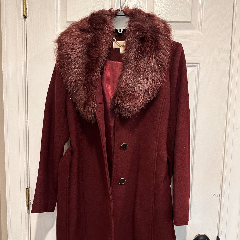 Michael Kors Faux Fur Collar Wool Coat